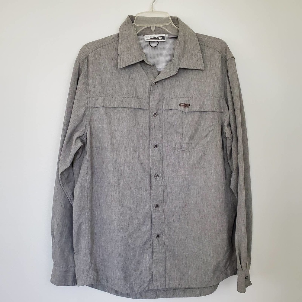 Outdoor Research OR Insect Shield Repellent Shirt Mens Large Gray Vented Hiking